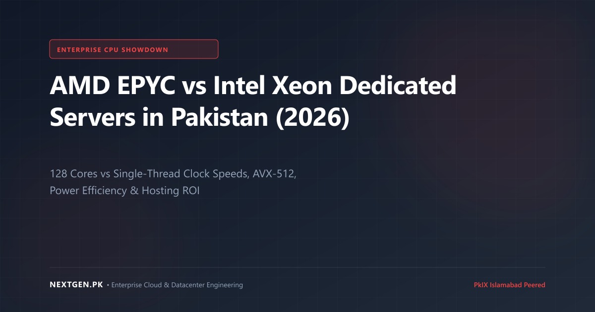 AMD EPYC vs Intel Xeon Dedicated Servers in Pakistan: Core Density, Memory Bandwidth & ROI (2026)