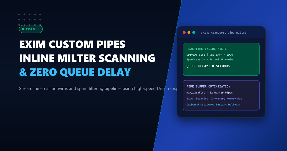 Configuring Exim Custom Transport Pipes for High-Throughput Milter Scanning on cPanel