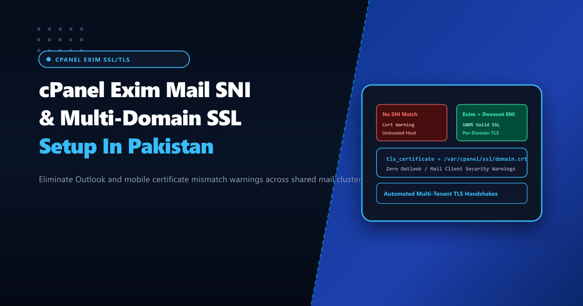 cPanel Exim Mail SNI & Multi-Domain SSL/TLS Certificate Deployment in Pakistan