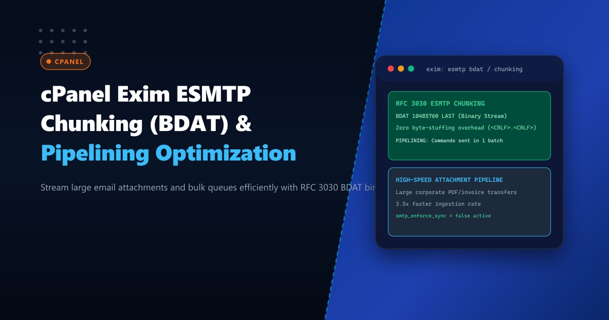 cPanel Exim ESMTP Chunking (BDAT) & Pipelining: High-Throughput Mail Routing in Pakistan