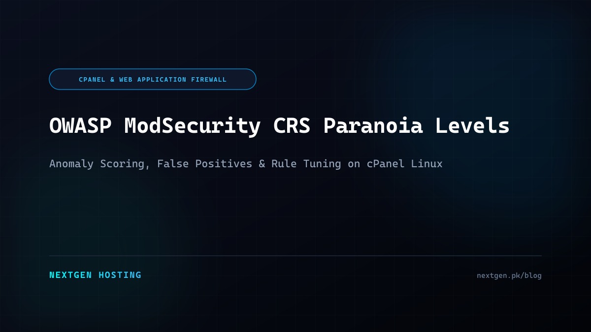 cPanel OWASP ModSecurity CRS Paranoia Levels and Anomaly Scoring: Production Hardening Guide Technical Architecture