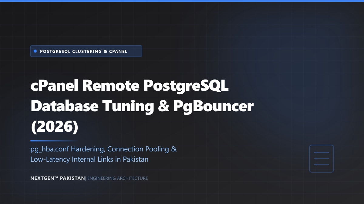 cPanel Remote PostgreSQL Database Tuning & PgBouncer (2026)