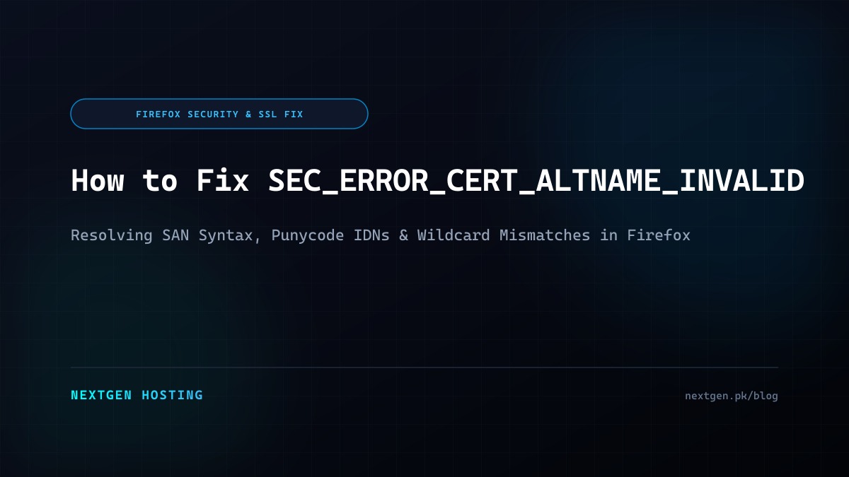 How to Fix SEC_ERROR_CERT_ALTNAME_INVALID in Mozilla Firefox: Complete Diagnostic Guide