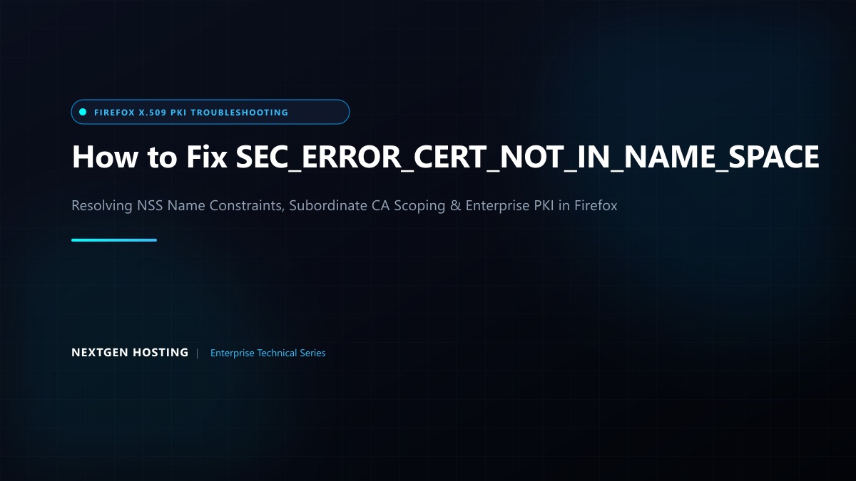 How to Fix SEC_ERROR_CERT_NOT_IN_NAME_SPACE in Mozilla Firefox & Web Servers in Pakistan