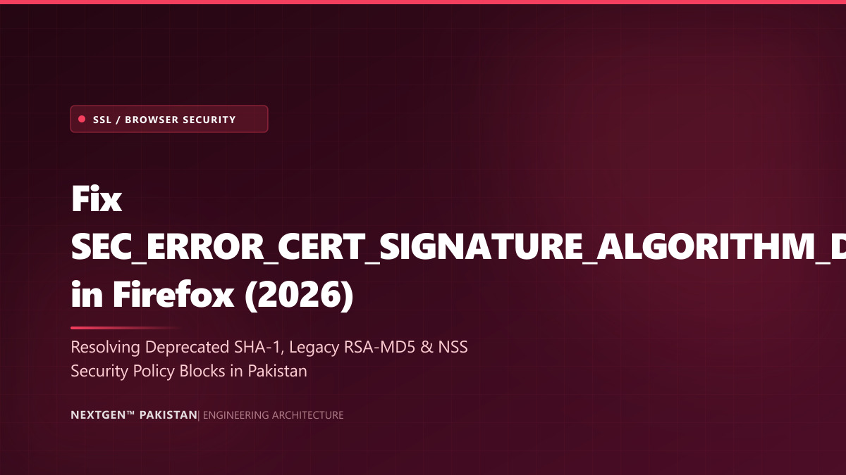 How to Fix SEC_ERROR_CERT_SIGNATURE_ALGORITHM_DISABLED in Firefox (Pakistan Guide)