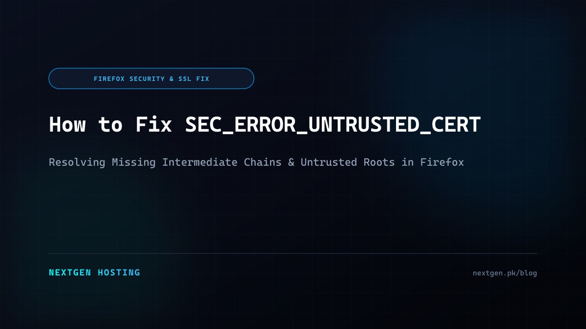 How to Fix SEC_ERROR_UNTRUSTED_CERT in Mozilla Firefox: Trust Store & Intermediate Chain Guide Architecture & Workflow