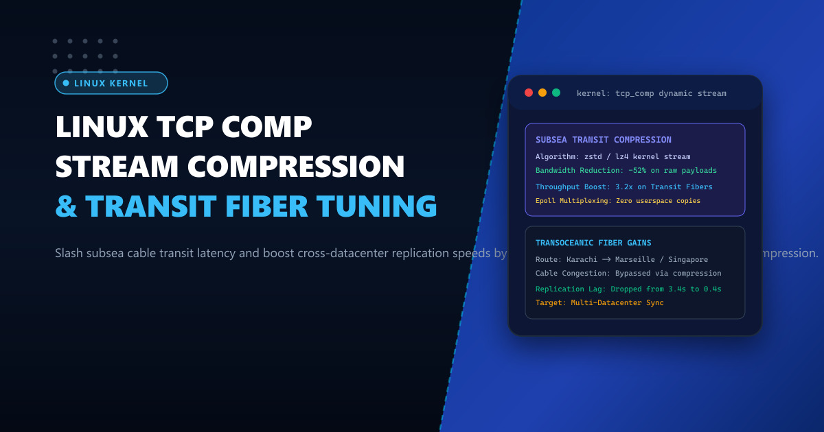 Linux Kernel TCP Compression (TCP COMP): Optimizing Subsea Transit Bandwidth for Datacenters in Pakistan