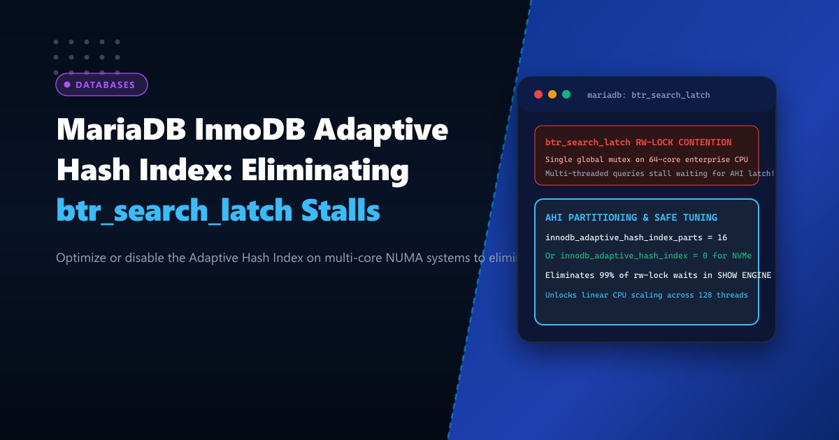 MariaDB InnoDB Adaptive Hash Index: Diagnosing & Resolving btr_search_latch Contention