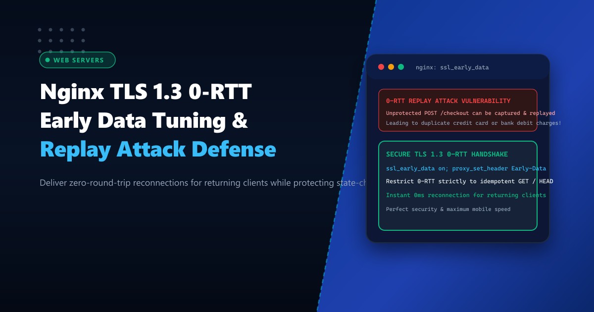 Nginx TLS 1.3 0-RTT Early Data Tuning: Hardening Replay Defense & Sub-Millisecond Reconnection