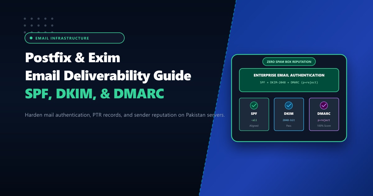Postfix & Exim Email Deliverability: Hardening DKIM, SPF, & DMARC in Pakistan