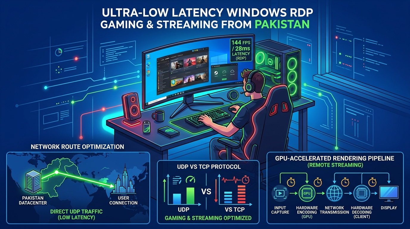 Cloud Gaming & GPU RDP in Pakistan: Moonlight, Sunshine & Parsec Streaming Architecture